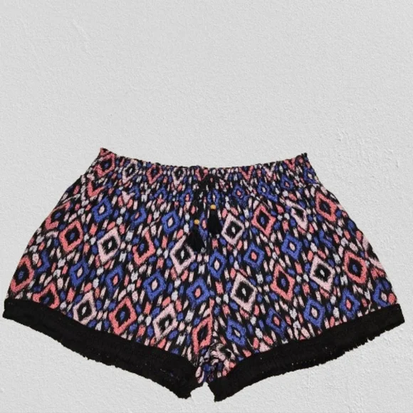 ❤No Boundaries Aztec Fringe Shorts Juniors XXXL 21 Boho Smocked Tassel Womens 18 - Picture 2 of 9